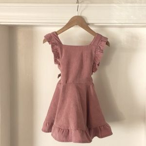 Pink Mauve Corduroy ruffled smocked 3T 4T Dress